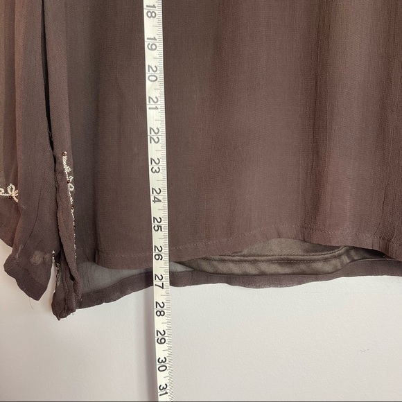 AML Brown Long Sleeve Sheer Top - Picture 15 of 15